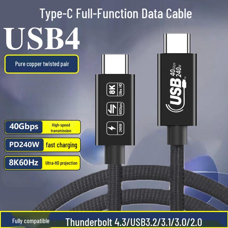 Thunderbolt 5 240W USB-C Cable: 80Gbps Data Transfer, USB4/Thunderbolt 4, Fast Charging for Mobile Devices