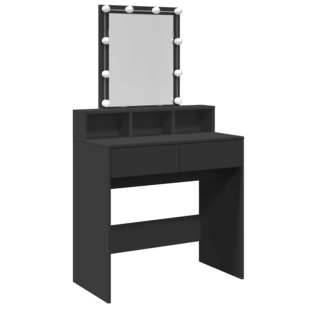 Vidaxl Toaletka Z Oświetleniem Led, Czarna, 80X41X144,5 Cm