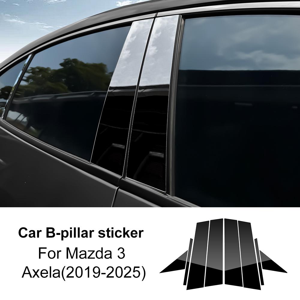 Carbon Fiber Style B C Pillar Stickers for Mazda 3 Axela 2019-2025 Glossy Black