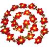 1PC 10/20 Lights Christmas Flowers Decorations Garland String Lights -  Artificial Ornaments Indoor/Outdoor Party Decor with Red Berries Holly Leaves