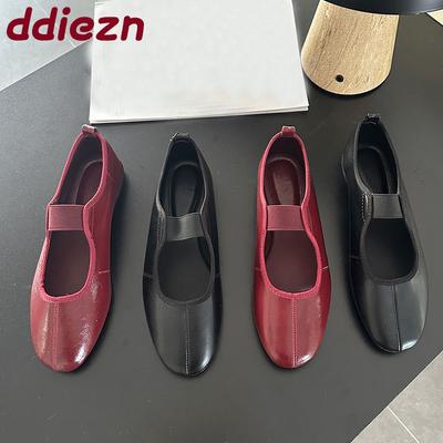 Мода 2025 Новая мода Женские балетки с круглым носком Танцевальная обувь Мягкая женская обувь с мелким вырезом Женские туфли-лодочки Мэри Джейн Большой размер 43