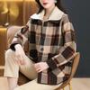 Woolen Jacket Women's Lapel Plaid Coat Women's 23 New Autumn and Winter Fashion Age Reduction Loose and Thin Woolen Women