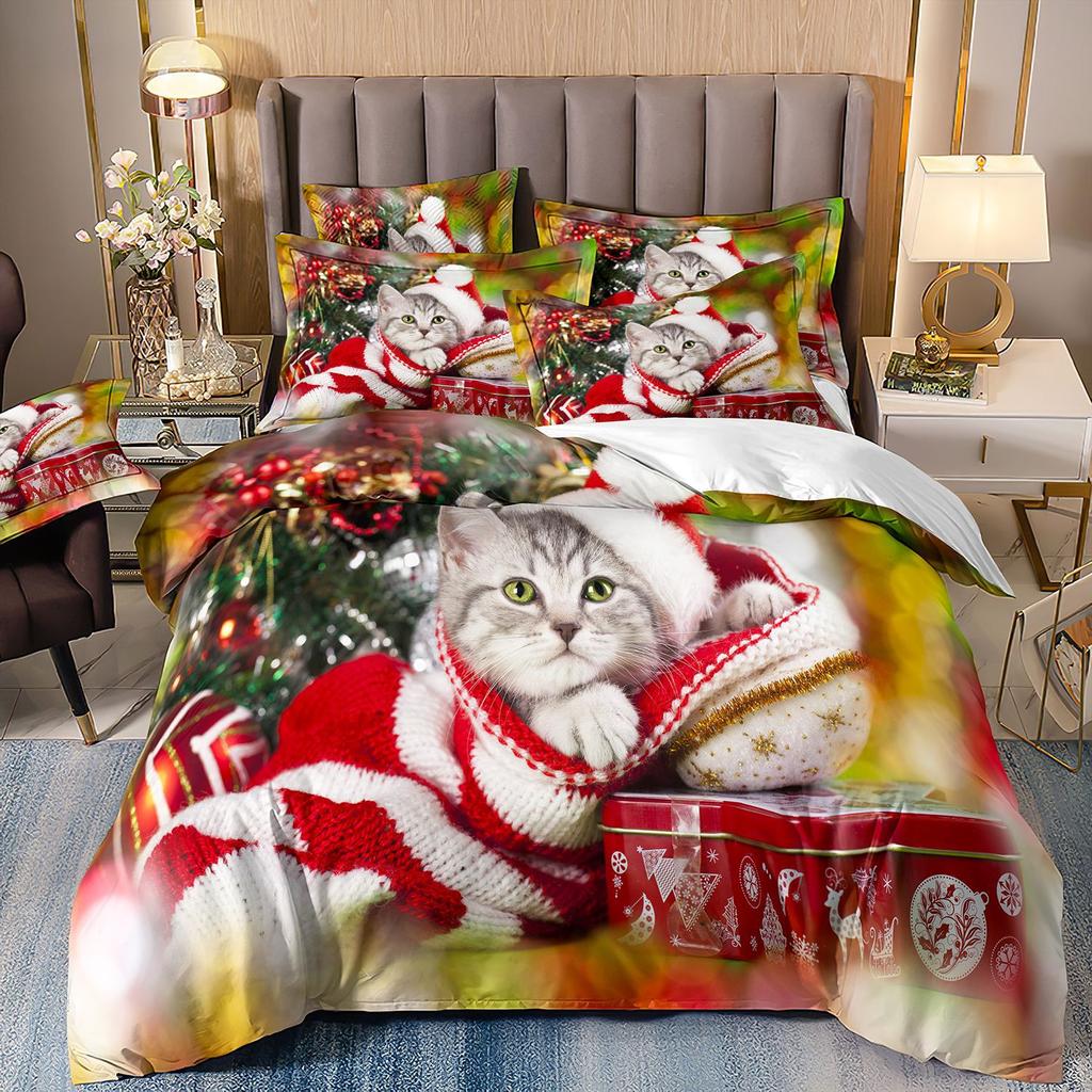 Комплект постельного белья с 3D милыми волками, кошкой и собакой, милый пододеяльник, пододеяльник, покрывало в этническом стиле с дикими животными и наволочками