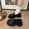 Round Head Platform Single Shoes Women's Black College Style Small Leather Shoes Versatile British Dress Shoes Jk Shoes