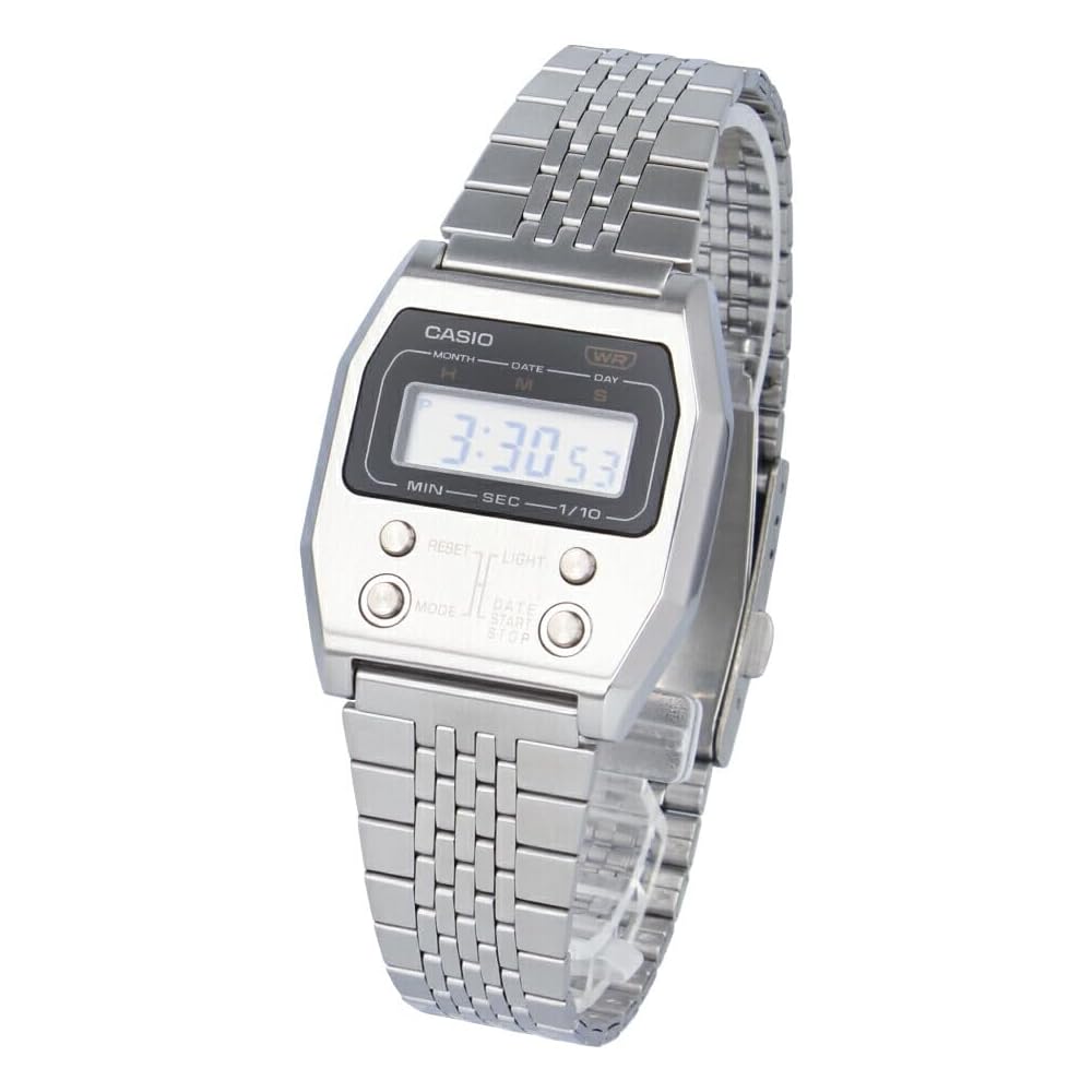Casio Casio Standard A1100D-1 Unisex Watch Silver Black Stainless Steel Quartz Timepiece