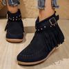 Suede Flats Women Snow Ankle Boots Tassels Fashion Shoes Winter Designer New Botas  Trend Designer Walking Botas De Mujer