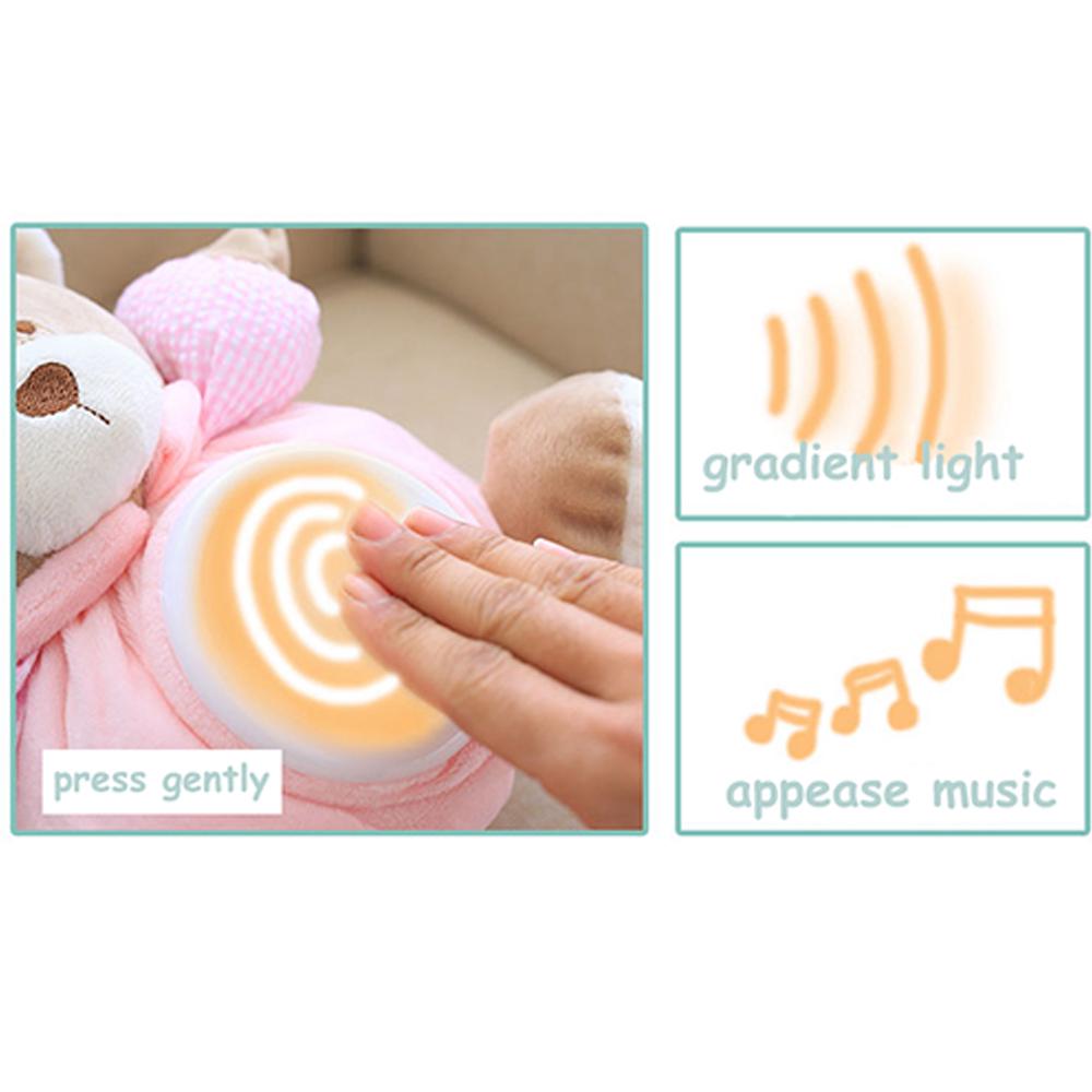 Музыкальный свет, плюшевые куклы, лампа для сна, светодиодный ночник, успокаивающий медведь, игрушки