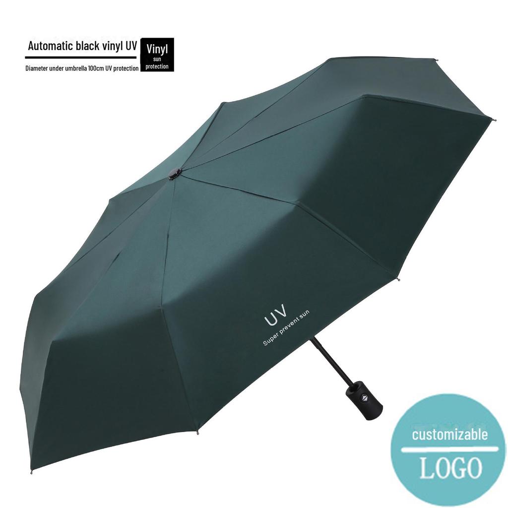 UV Protective Black Folding Sun Umbrella - Anti-Ultraviolet Women's Sunshade with Custom Logo