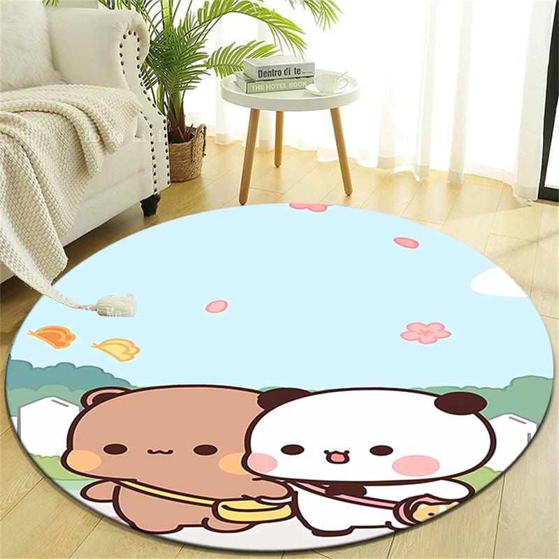 1pc Yier BuBu Bear1 Design Printed Area Round Carpet for Bedroom Living Room Home Decor Rugs Mat Non Slip Mat Rug for Bedside