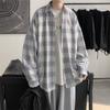 Осенняя клетчатая рубашка мужская с длинными рукавами в стиле Гонконга, классная повседневная рубашка