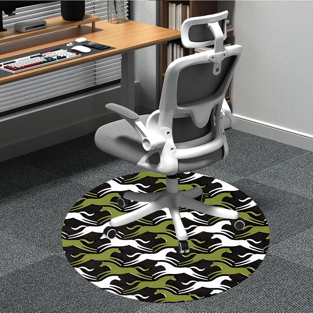 1pc Horse Camouflage Office Round Area Rug, Indoor Mat Suitable For Office, Under Office Chairs Bedroom Living Room Home Decor, Room Deco