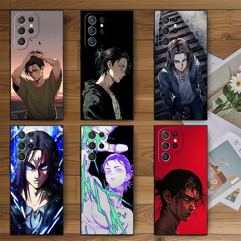 A-Attack On T-Titan Eren Yeager Soft Phone Case for Samsung Galaxy S26 S25 Edge S24 Ultra S23 Plus S22 S21 FE S20 Black Cover Ba