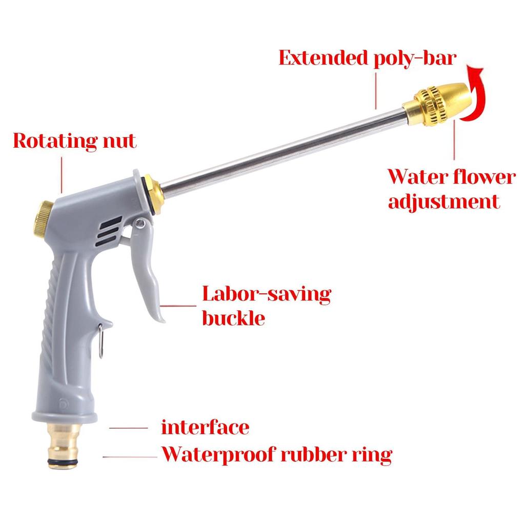 Нержавеющая насадка для водяного шланга высокого давления, длинная насадка для распыления, садовый шланг, автомойка