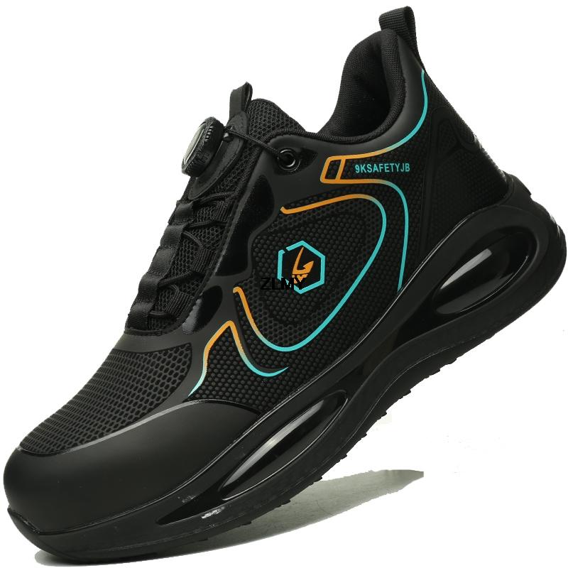 Модные водонепроницаемые верхние мужские защитные туфли с вращающимися пуговицами, стальные носки, кроссовки, противоударные, противоударные, рабочие ботинки, мужские рабочие защитные ботинки, легкие