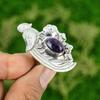 Natural Chevron Amethyst Gemstone Stackable Bird Adjustable Ring 925 Silver