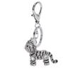 Key Chain 3D Tiger Silver Zinc Alloy Rhinestone Sparkling Jewelry Accessory for Ladies Bag Pendant