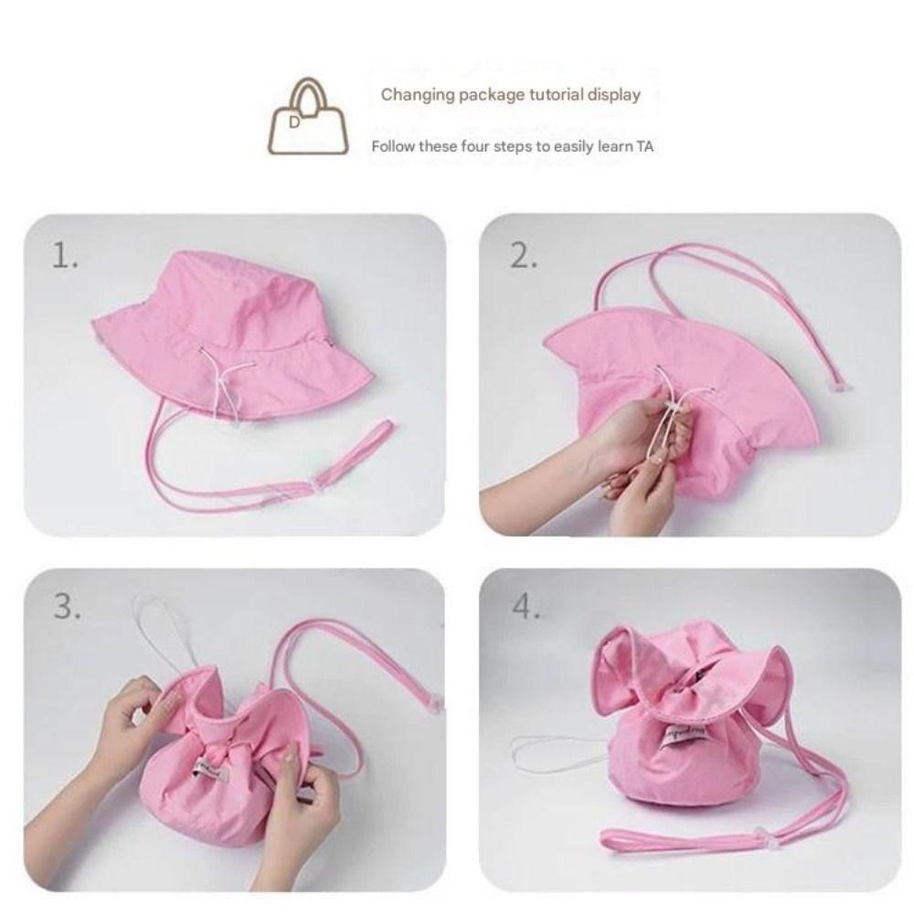 Wide Brim Fisherman Hat Sunshade Drawstring Bag Korean Style Sun Hat Summer
