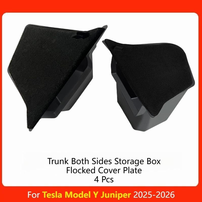For Tesla Model 3 Highland/Model Y Juniper/Model Y L/Model Y -2026 Rear Trunk Side Storage Box With Cover Mod Accessories