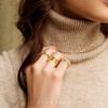 Multiple Styles 14K Gold Color Open Ring Cuffs for Women Arrow Heart Leaf Bamboo Layers Wrapped Resizable Ring Jewelry Gift