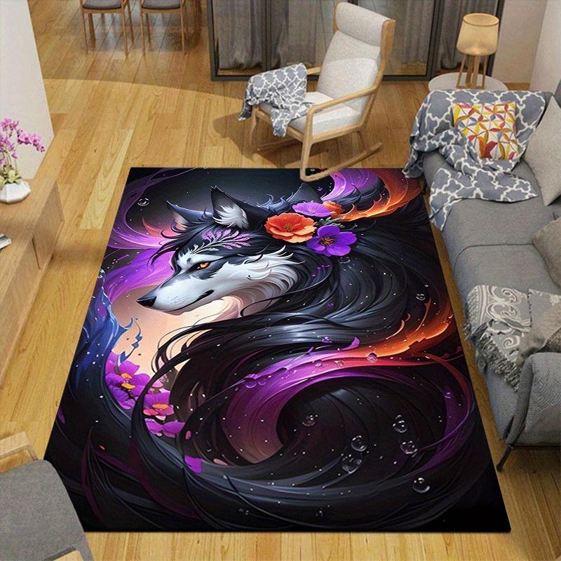 1pc Evil wolf Print, Design Indoor Area Rug, Soft, Anti-Slip, and Durable Gaming Room Decor for Bedroom, Living Room, and Exercise Rugs, Per