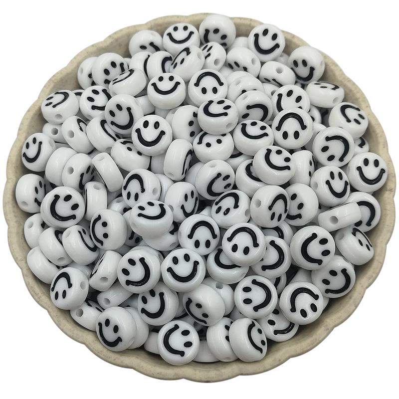 Круглые акриловые бусины-разделители, улыбающиеся бусины со смайликом, используемые в изготовлении ювелирных изделий своими руками, изготовление подвесок