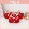 Velvet Red Lovely Tiger Head Handbag For Girls Trendy Crossbody Bag Kids For