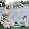 Sand White Green Latex Balloon Garland Arch Kit Oh Baby Shower Boy Birthday Party Decorations Ballons Baptism Decor Backdrop