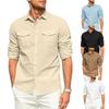 Мужская рубашка с двойным карманом из хлопковых смесей с длинным рукавом Повседневные рубашки для отпуска