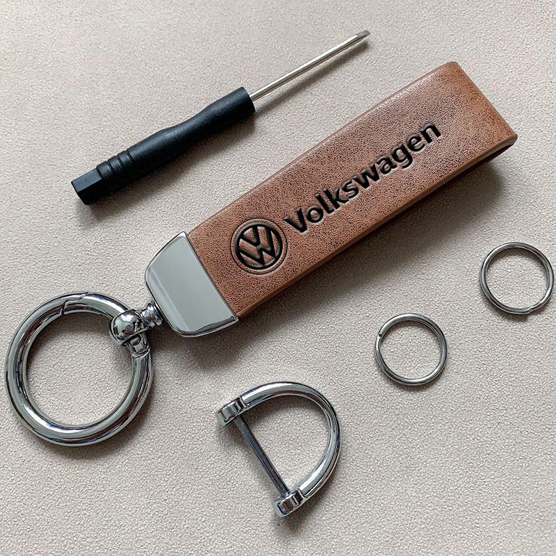 High Grade Leather Keychain Car Keyring Accessories For VW Atlas Jetta Touareg Variant Golf Polo GTI Taos Nivus Passa valve stem Dg2