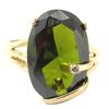 Позолоченное кольцо 'Sissi' золотисто-зеленый оливин - 19x12 мм