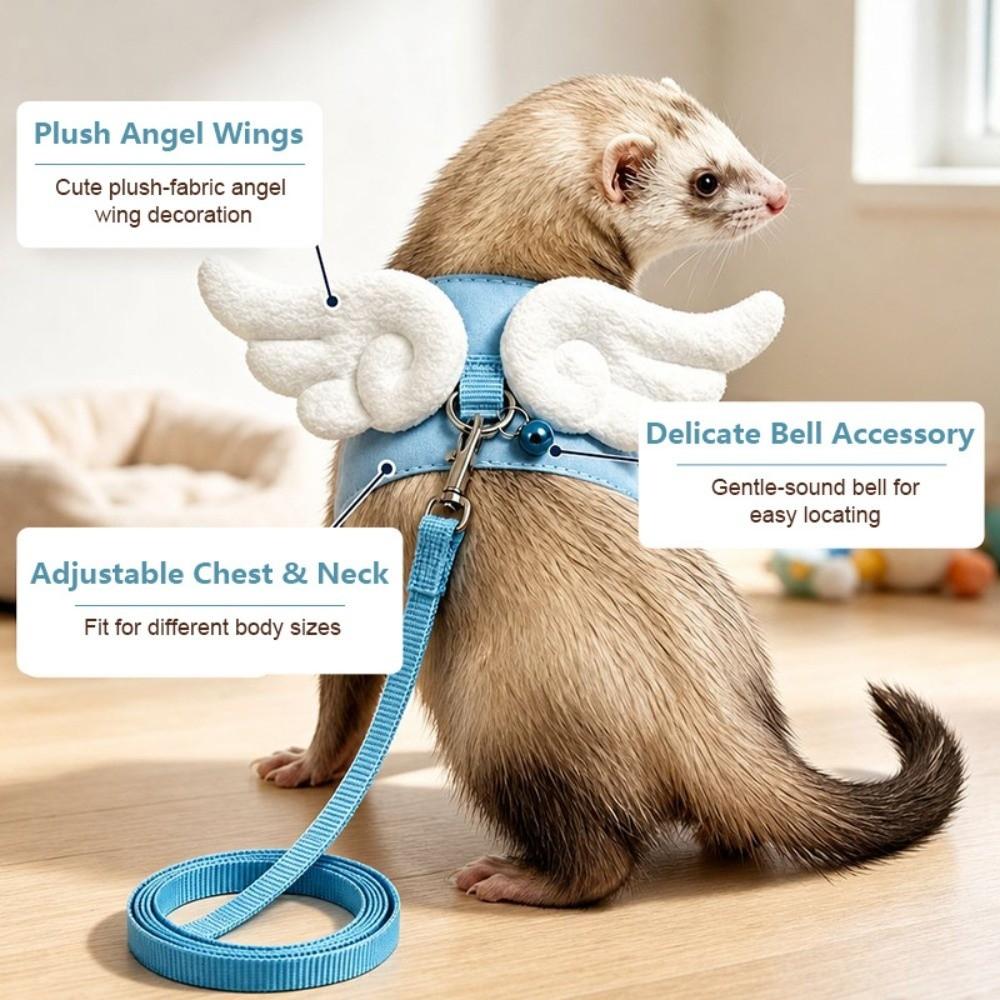 Adjustable Small Pet Harness Leash with Wings Hamster Chest Strap  For Mice Guinea Pig