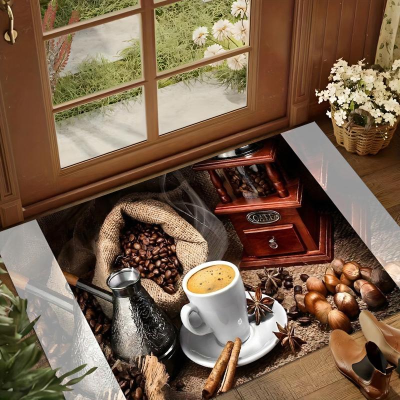 Coffee Beans Entry Door Mat Non-Slip Carpet Kid's Play Mats Living Room Floor Mat Rugs Suitable Kitchen Decor Gift Chair Carpets