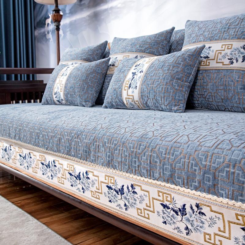 Chinese Style Sofa Covers Luxury Solid Chenille Anti-slip Couch Cushion for Living Room Sofas Universal Armchair Slipcover Towel