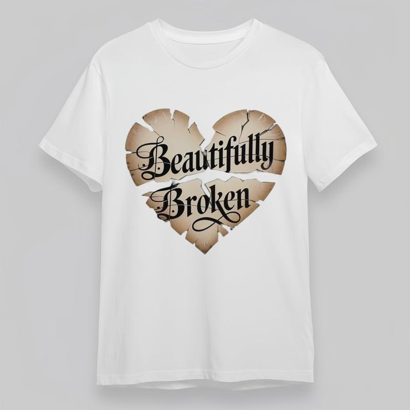 Women's Plus Size Fashion Classic T-Shirt Beautifully Broken Heart Graphic Tee