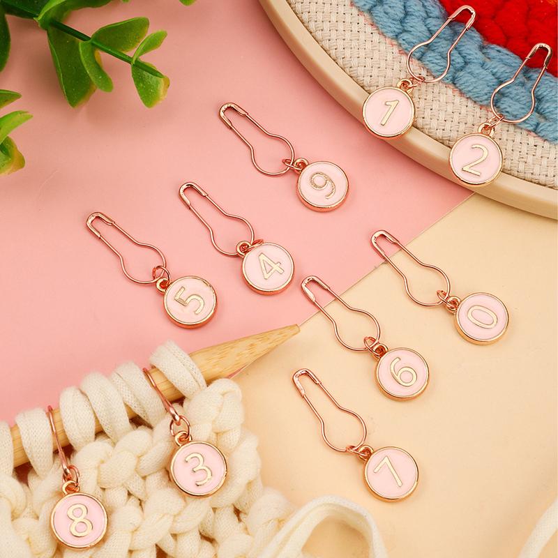 10-Pack Metal Sewing Supplies Organizer Enamel Numbered Embroidery Markers Crocheting Crochet and Knitting Tags Sewing Storage
