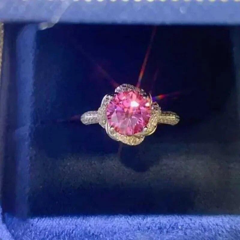 Sace Gems Сертифицированное GRA 1-2CT розовое кольцо с муассанитом VVS1 Lab Diamond Solitaire Кольцо для женщин Обручальное кольцо Ювелирные изделия