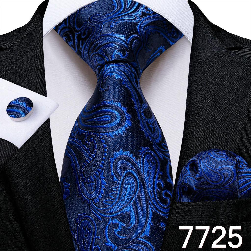 Мужской набор: Шёлковый галстук, карманный платок и запонки