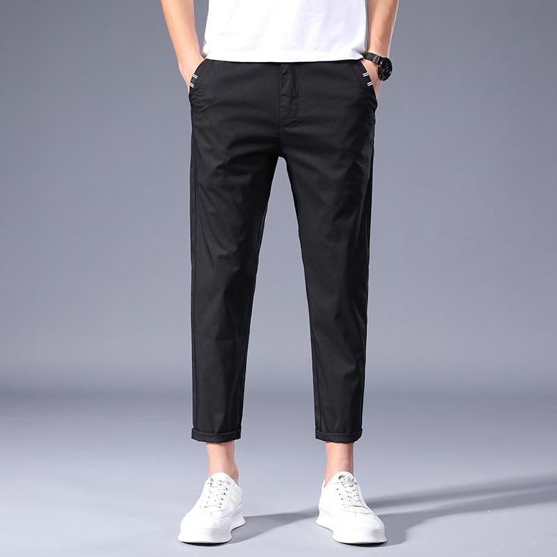 Молодежные эластичные корейские повседневные узкие мужские брюки Nine-Point