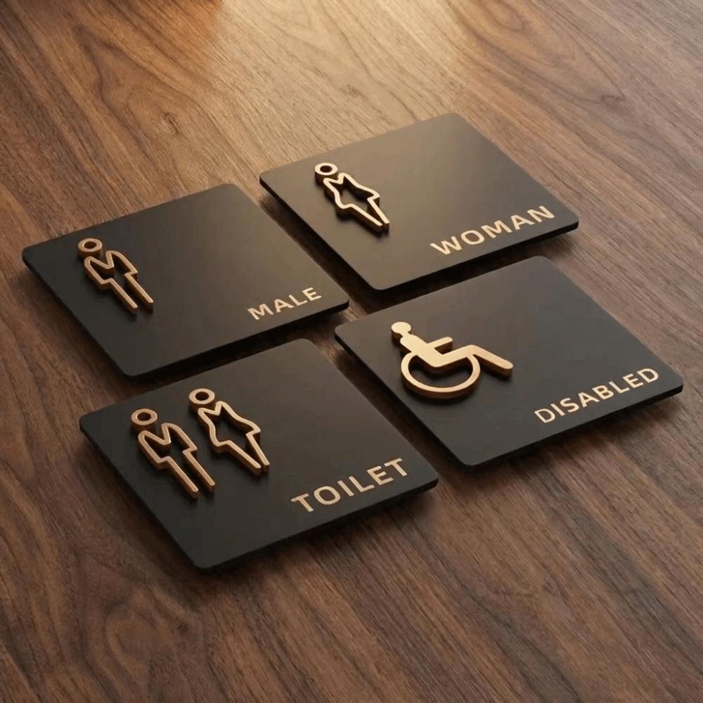 3D Threedimensional Bathroom Indicator Sign Hanging Style Restroom Door Sign Women's Restroom