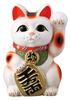Lucky Cat 18 X 16 X 25cm White Oval Cat 8 Welcoming Left Hand Ceramic Tokoname Ware Made In Japan Ale-net Maneki-neko (H) No.