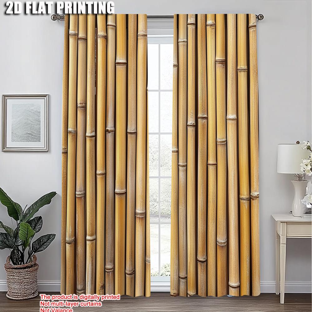 2 шт., Популярный принт 2D-плоскостной печати для штор, Богемный бамбуковый принт, Затемняющий полиэстер (без стержня) Распродажа Идеально для