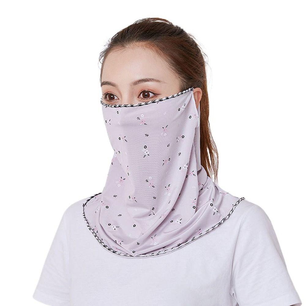 Floral Sunscreen Veil Driving Face Mask Summer Sunscreen Mask Face Gini Mask Womne Neckline Mask
