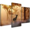 Three Piece Picture Canvas Print Deer Forest Sunrise Nature
