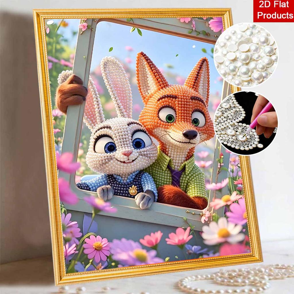 Disney Zootopia Nick and Judy Pearl Painting Handmade Pearl Kit Home Decoration Painting