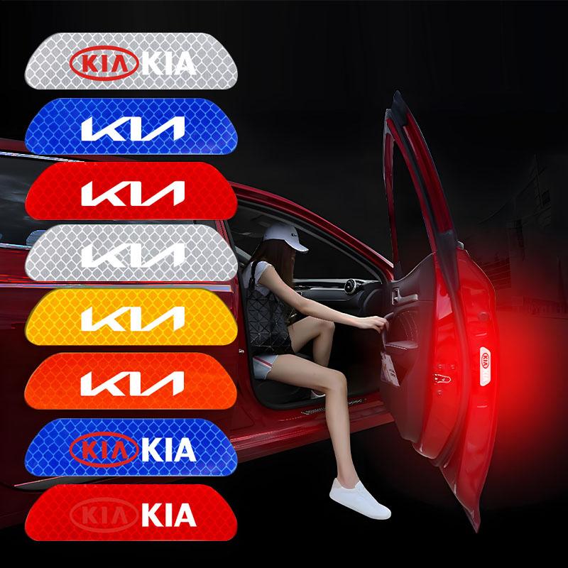 MTDY7 4Pcs Car Door Reflective Stickers Safety Warning Mark For KIA Carnival Niro EV9 K8 Forte Cerato Sportage Ray EV Telluride Seltos