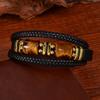 Персонализированный браслет из тигрового глаза для мужчин, многослойный браслет из кожаного шнура, застежка-магнит из нержавеющей стали, мужской браслет ручной работы
