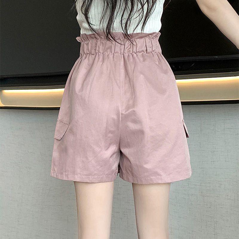 Шорты Flower Bud с высокой талией для женщин, летние японские милые свободные брюки А-силуэта с широкими штанинами для студентов, повседневные брюки