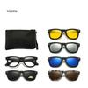 6 In 1 Spectacle Frame Men Women With 5 Pcs Clip On Polarized Sunglasses Magnetic Glasses Male Computer Optical 2201