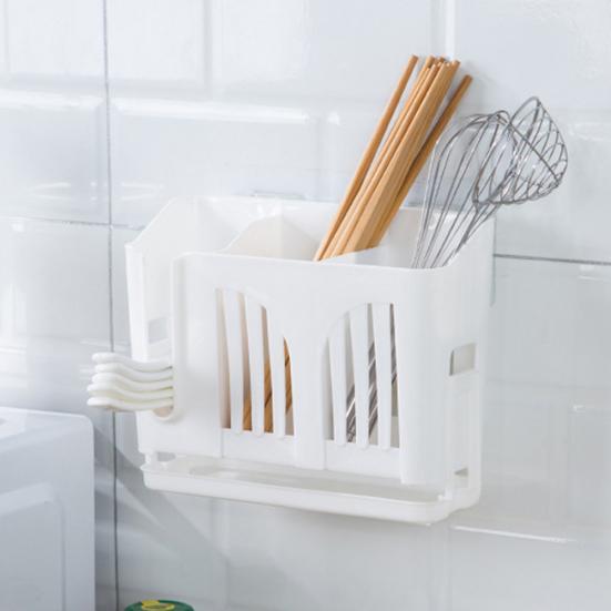 Home Chopsticks Storage Rack Cage Wall-mounted Drain Spoon Fork Knife Holder