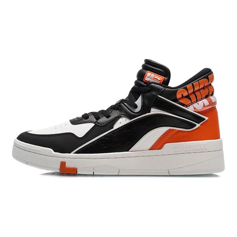 Li Ning Wave Superwave Высокие Скейтбордические Кроссовки Мужские Черно-Оранжевые AGCQ179-2